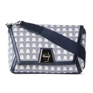 Anouk Small Grid Jacquard Shoulder Bag In Denim/White